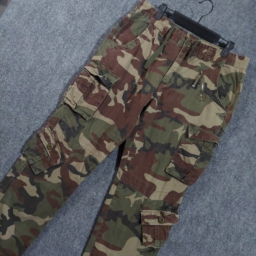 Mustway Cargo Pants Mens 34x30 Green Camo Woodland Tactical Utility Multi Pocket
